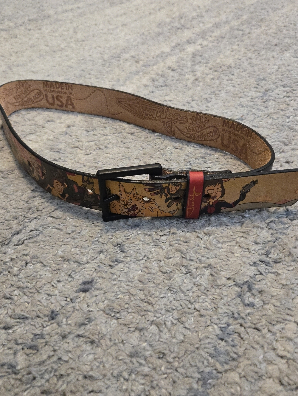 Jon Wye Rick and Morty Leather Belt Handmade USA Full Grain Graphic Size 28 30